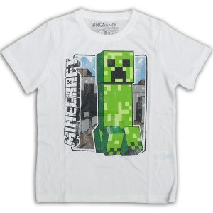 tricou minecraft alb